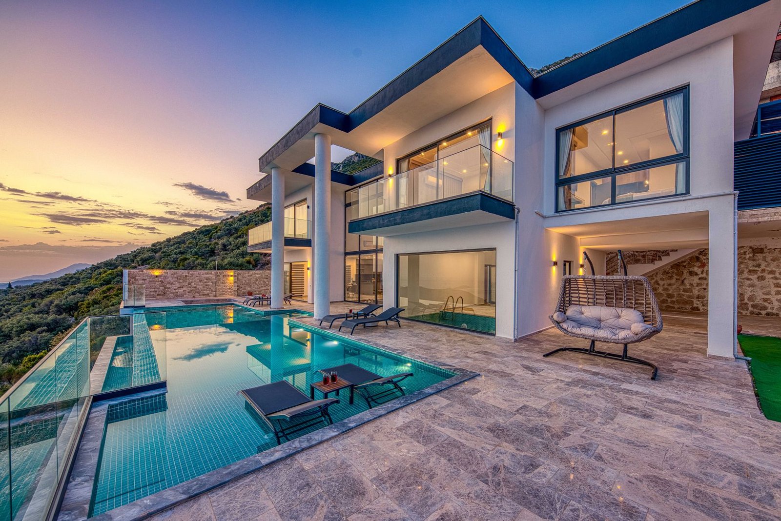 Contemporary Mediterranean villa with an outdoor pool